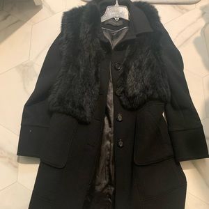 Elie Tahari Black wool and Rabbit Coat